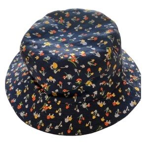 Mushroom and Blue Corduroy Reversible Bucket Hat